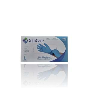 OCTACARE MAVİ NİTRİL PUDRASIZ MUAYENE ELDİVENİ ( LARGE / 100 ADET )