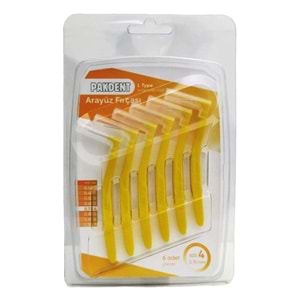 PAKDENT ARA YÜZ FIRÇASI 0,70 MM 6 LI PAKET NO : 4 ( L TİPİ / SARI )