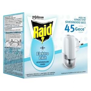 RAİD SİVRİSİNEKLERE KARŞI ELEKTROLİKİT SET 45 GECE