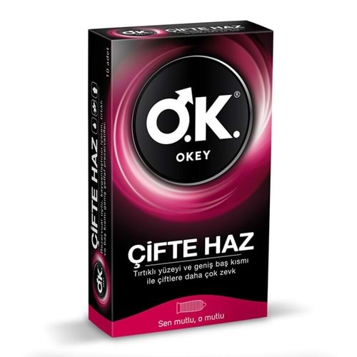 OKEY PREZERVATİF ÇİFTE HAZ ( TIRTIKLI, KABARTMALI / 10 ADET )