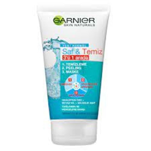 GARNIER 3 Ü 1 ARADA SAF VE TEMİZ 150 ML