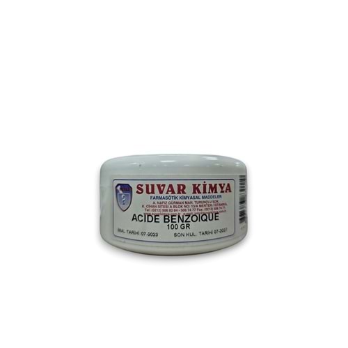 SUVAR ACIDE BENZOIQUE (BENZOİK ASİT) 100 GR