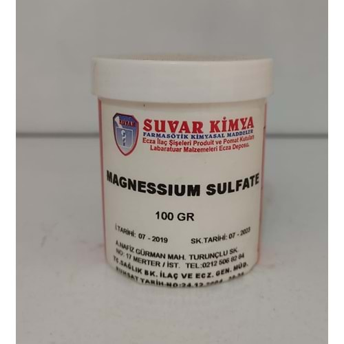 SUVAR MAGNESSIUM SULFATE (MAGNEZYUM SÜLFAT) 100 GR