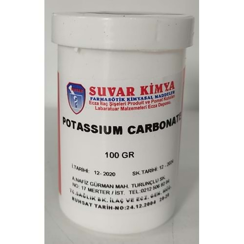 SUVAR POTASSİUM CARBONATE (POTASYUM KARBONAT) 100 GR