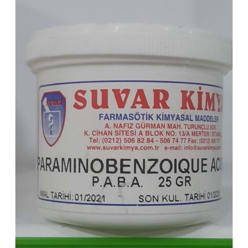 SUVAR PARAMINOBENZOIQUE ACIDE 25 GR