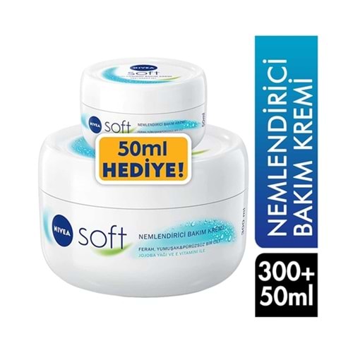 NİVEA SOFT NEMLENDİRİCİ BAKIM KREMİ (300 ML + 50 ML HEDİYELİ)