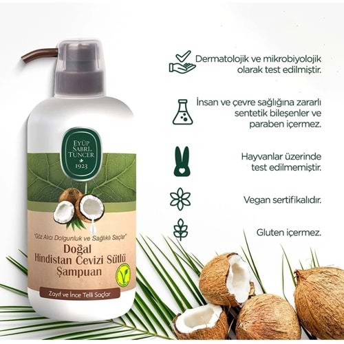 EYÜP SABRİ TUNCER HİNDİSTAN CEVİZİ SÜTLÜ ŞAMPUAN ( ZAYIF VE İNCE TELLİ SAÇLAR /600 ML )