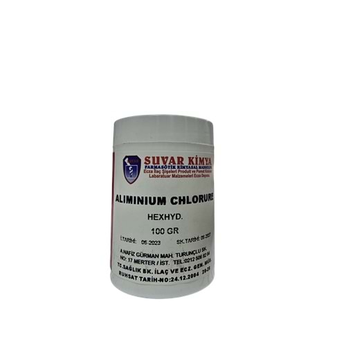 SUVAR ALIMINIUM CHLORURE HEXHYD (ALÜMİNYUM KLORÜR) 100 GR