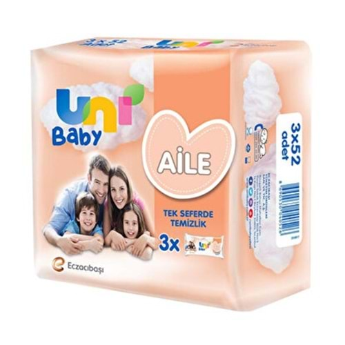 UNİ BABY ISLAK MENDİL AİLE 3X52 PAKETLİ