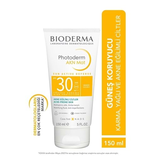 BİODERMA PHOTODERM AKN MAT GÜNEŞ KREMİ SPF 30+ 150 ML ( AKNEYE EĞİLİMLİ CİLTLER / SİVİLCE KARŞITI )
