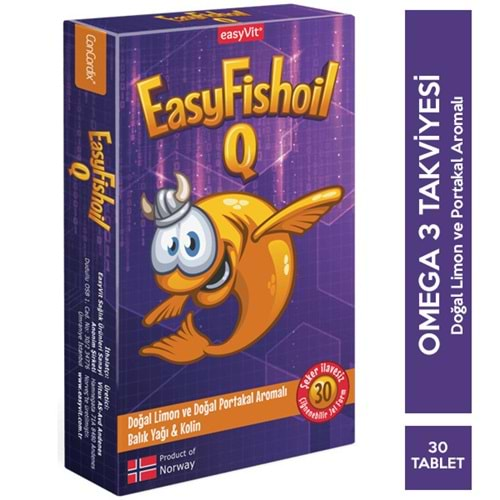 EASY FİSHOİL Q ÇİĞNENEBİLİR JEL FORM 30 TABLET (BALIK YAĞI & KOLİN & FOLİK ASİT & B6-B12 VİT.)