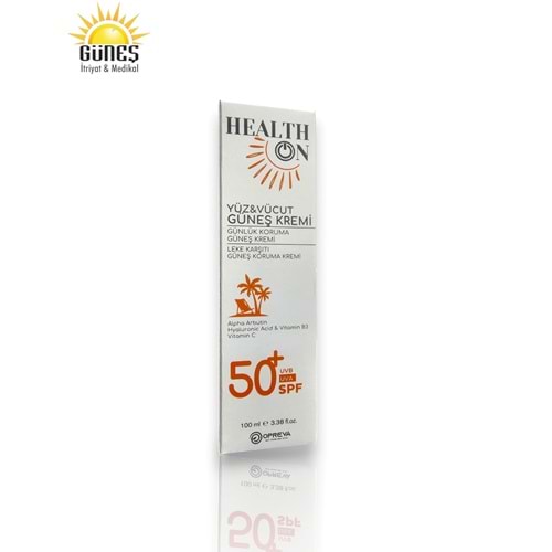 HEALTH ON YÜZ & VÜCUT GÜNEŞ KREMİ SPF50+ 100 ML ( LEKE KARŞITI )
