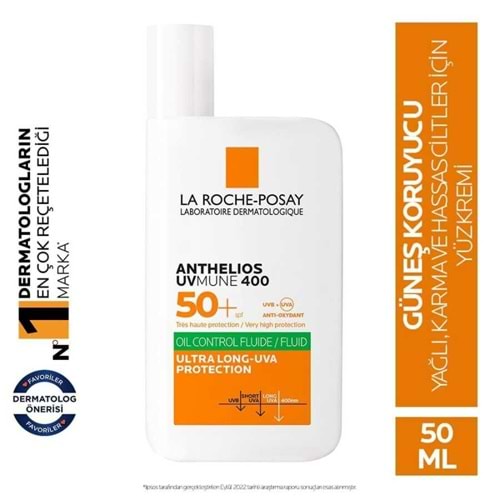 LA ROCHE-POSAY ANTHELİOS OİL CONTROL FLUID GÜNEŞ KREMİ 50+SPF (YAĞLI, HASSAS VE KARMA CİLT/50 ML))
