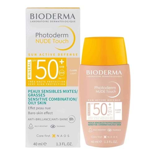 BİODERMA PHOTODERM NUDE TOUCH MINERAL GÜNEŞ KREMİ SPF 50+ 40 ML ( KARMA VE YAĞLI CİLTLER İÇİN MİNERAL FİLTRELİ, RENKLİ-LIGHT )