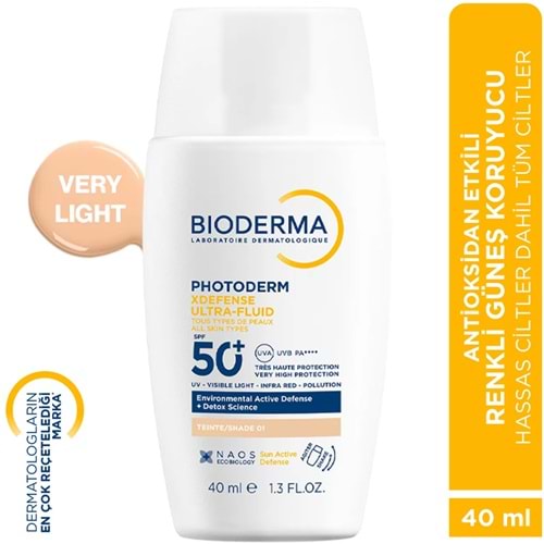 BİODERMA PHOTODERM X DEFENSE VERY LİGHT GÜNEŞ KREMİ SPF 50+ 40 ML ( TÜM CİLTLER /RENKLİ-NO 03 /SU BAZLI )