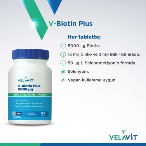 VELAVİT V-BİOTİN PLUS 5000 MG 60 TABLET