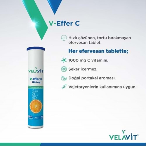 VELAVİT V-EFFER C 1000 MG 20 EFERVESAN TABLET