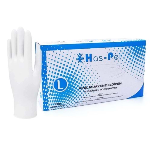 HASPET VİNİL PUDRASIZ MUAYENE ELDİVENİ ( LARGE / 100 ADET )