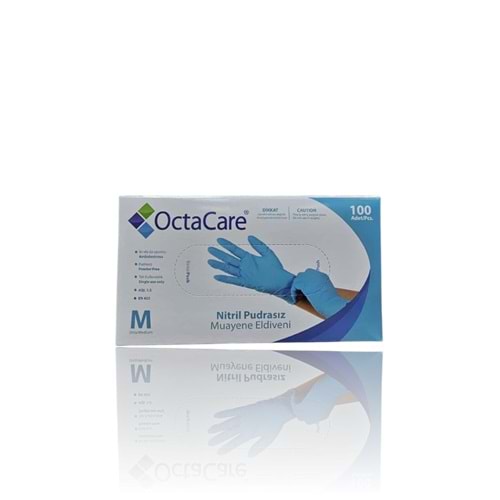OCTACARE MAVİ NİTRİL PUDRASIZ MUAYENE ELDİVENİ ( MEDIUM / 100 ADET )