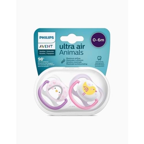 PHILIPS AVENT ULTRA AIR ANİMALS EMZİK 2 Lİ (0-6 AY / KIZ / SCF 080/06)