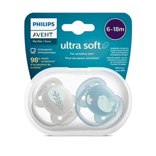 PHILIPS AVENT ULTRA SOFT EMZİK 2 Lİ (6-18 AY / ERKEK/ SCF 091/15)