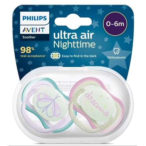PHILIPS AVENT ULTRA AIR NİGHTTİME EMZİK 2 Lİ (0-6 AY / KIZ / SCF 376/ 19)