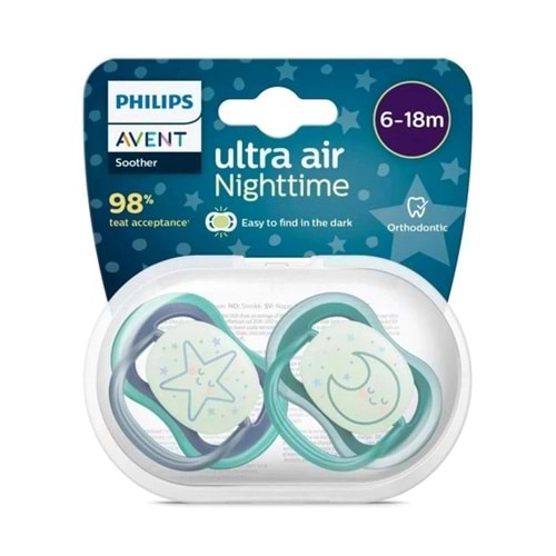 PHILIPS AVENT ULTRA AIR NİGHTTİME EMZİK 2 Lİ (6-18 AY / ERKEK / SCF 376/13)