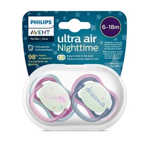 PHILIPS AVENT ULTRA AIR NİGHTTİME EMZİK 2 Lİ (6-18 AY / KIZ / SCF 376/14)