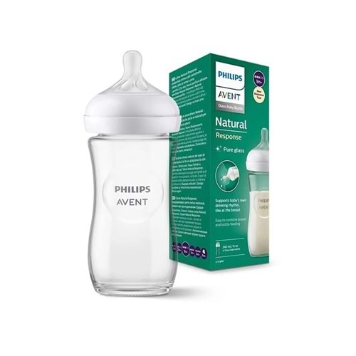 PHILIPS AVENT NATURAL RESPONSE DOĞAL TEPKİLİ CAM BİBERON 240 ML ( 1+ AY /SCY 933/01)