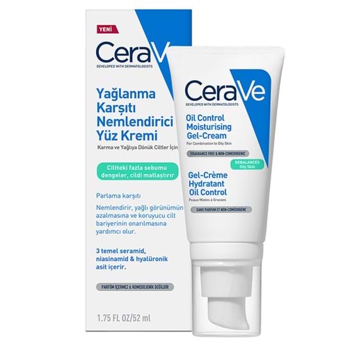 CERAVE YAĞLANMA KARŞITI NEMLENDİRİCİ YÜZ KREMİ 52 ML ( YAĞLIYA DÖNÜK VE KARMA CİLT )