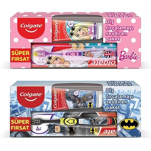 COLGATE BATMAN & BARBİE ÇOCUK COFRE ( DİŞ MACUNU + DİŞ FIRÇASI /+5 YAŞ )