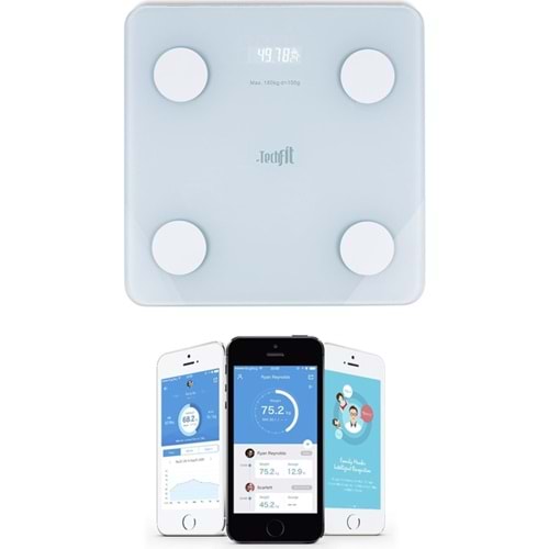 TECHFİT BLUETOOTH ÖZELLİKLİ VÜCUT ANALİZLİ BASKÜL ( KÜÇÜK BOY / TF-1075 )