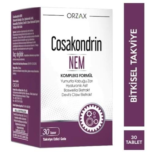 ORZAX OCEAN COSAKONDRİN NEM 30 TABLET ( YUMURTA KABUĞU ZARI & HYALURONİK ASİT )