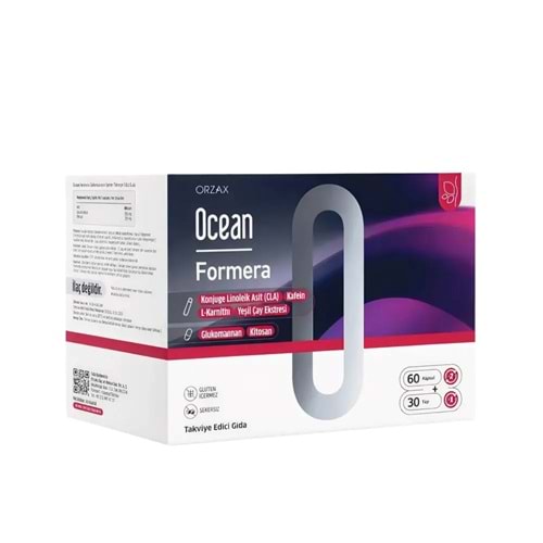 ORZAX OCEAN FORMERA CLA & KAFEİN & L-KARNİTİN & KİTOSAN & YEŞİL ÇAY EKSTRESİ ( 60 KAPSÜL + 30 TÜP / TOKLUK HİSSİ SAĞLAYARAK ZAYIFLAMAYA YARDIMCI OLUR )