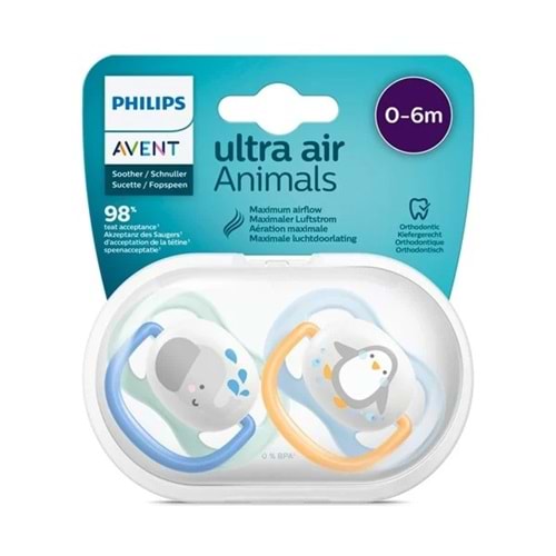 PHILIPS AVENT ULTRA AIR ANİMALS EMZİK 2 Lİ (0-6 AY / ERKEK / SCF 080/05)