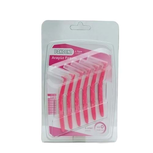 PAKDENT ARA YÜZ FIRÇASI 0,40 MM 6 LI PAKET NO : 0 ( L TİPİ / PEMBE )