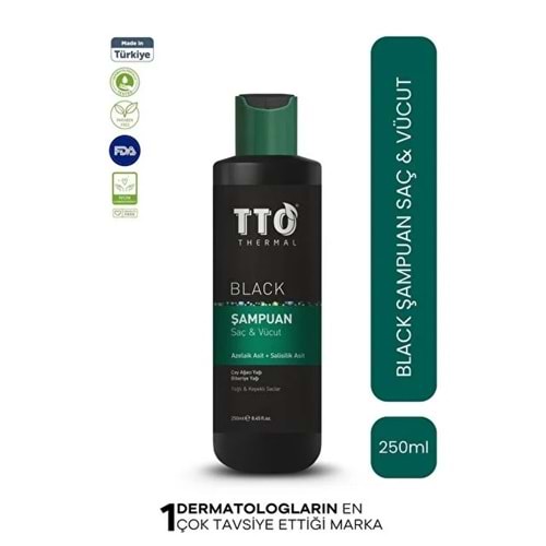 TTO THREMAL BLACK SAÇ VE VÜCUT ŞAMPUANI 250 ML ( YAĞLI VE KEPEKLİ SAÇLAR /AZELAİK ASİT & SALİSİLİK ASİT )