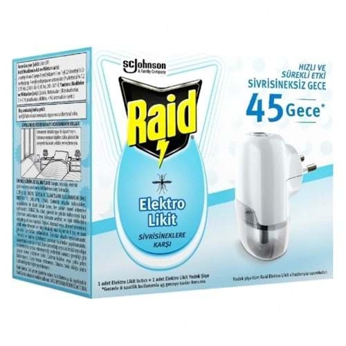 RAİD SİVRİSİNEKLERE KARŞI ELEKTROLİKİT SET 45 GECE
