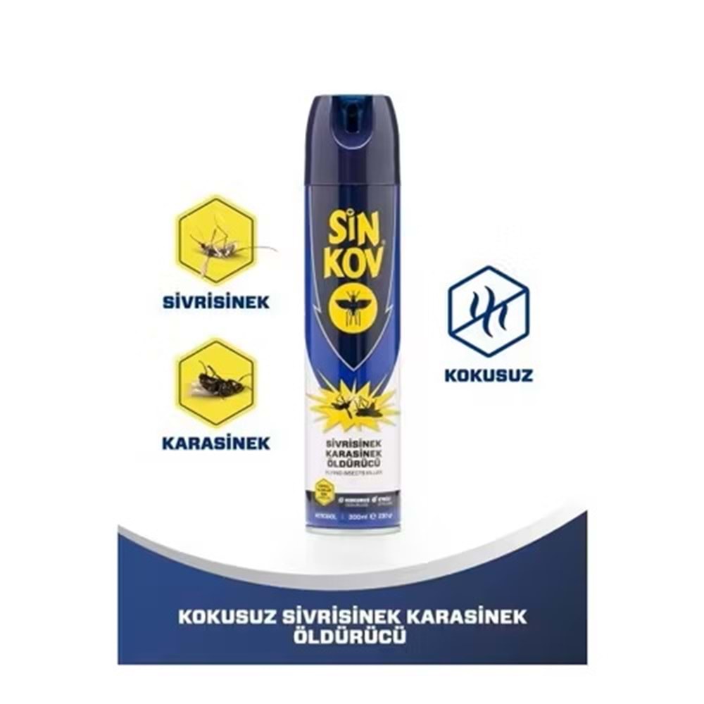 SİNKOV TOKS SİVRİSİNEK KARASİNEK ÖLDÜRÜCÜ SPREY ( KOKUSUZ / 300 ML )