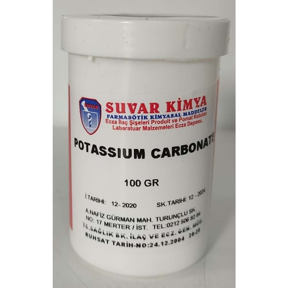 SUVAR POTASSİUM CARBONATE (POTASYUM KARBONAT) 100 GR