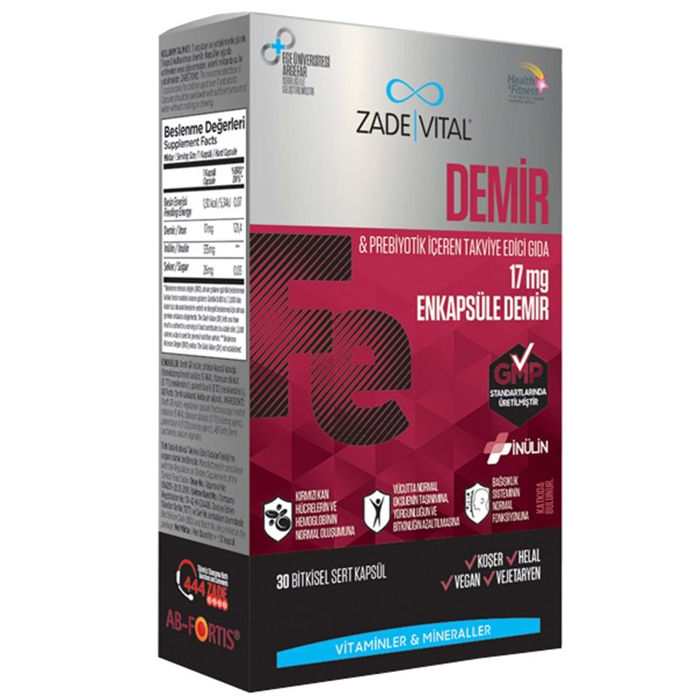 ZADE VİTAL IRON FE (DEMİR) 30 KAPSÜL