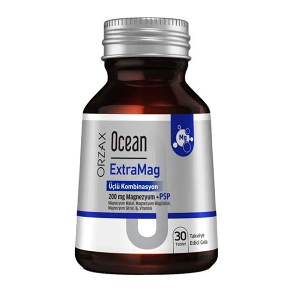 ORZAX OCEAN EXTRAMAG MAGNEZYUM 30 TABLET ( MAG.MALAT & MAG. BİSGLİSİNAT & MAG. SİTRAT )