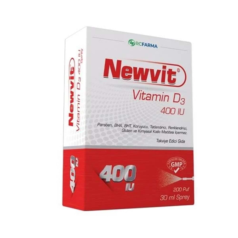 NEWVİT VİTAMİN D3 400 IU SPREY 30 ML (200 PUF / DAMLALIKLI)