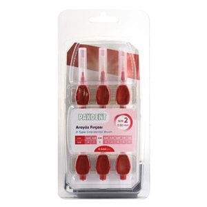 PAKDENT ARA YÜZ FIRÇASI 0,50 MM 6 LI PAKET NO : 2 ( U TİPİ / KIRMIZI )